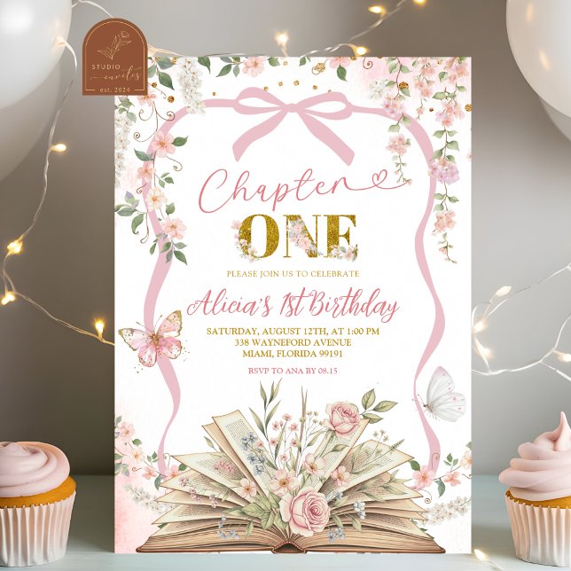 Convites coquette blush pink storybook birthday (Criador carregado)