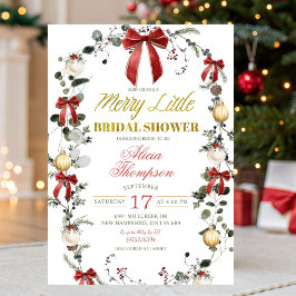 Convites Coquette Bow Christmas Merry Little Bridal Shower