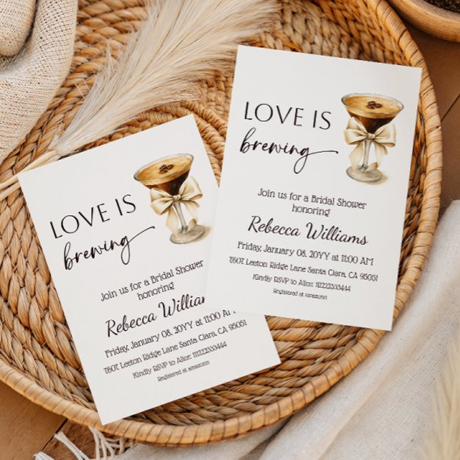 Convites Coquette Bow Espresso Martini Bridal Shower (Criador carregado)