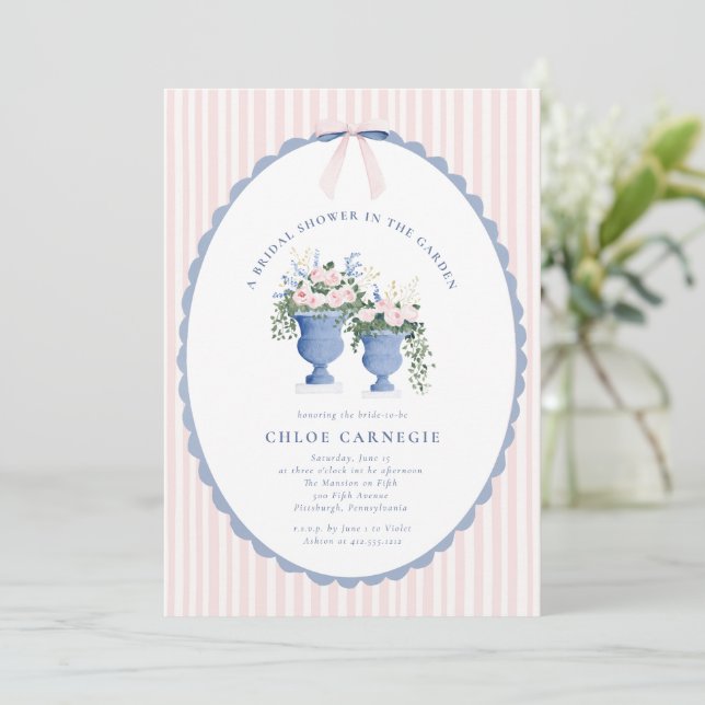 Convites Coquette Bow Garden Manor Bridal Shower Invitation (Em pé/Frente)