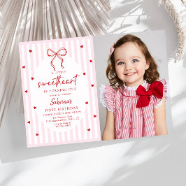 Convites Coquette Bow Little Sweetheart Birthday Photo   