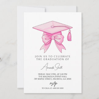 Convites Coquette Bow Pink Graduation