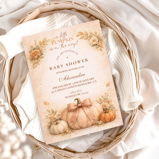 Convites Coquette Bow Pumpkin Fall Baby Shower (Criador carregado)