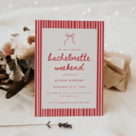 Convites Coquette Bow Red Striped Bachelorette Weekend
