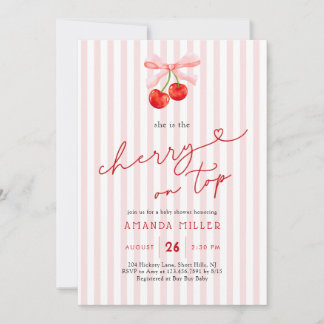 Convites Coquette Cherry no Top Baby Girl Chá