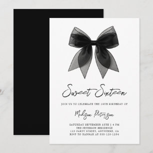 Convites Coquette Chic Minimal Arco Preto Aniversário de Sw