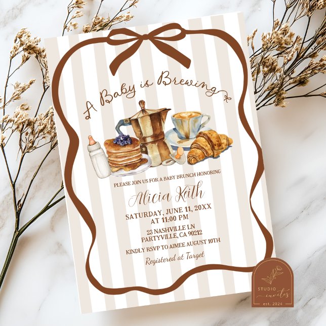 Convites Coquette Coffee A Baby is Brewing Baby Shower (Criador carregado)