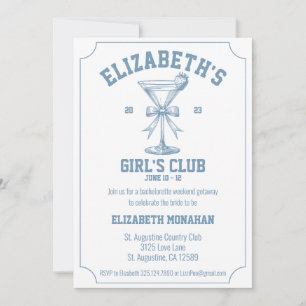 Convites Coquette Dusty Blue Country Club Bachelorette
