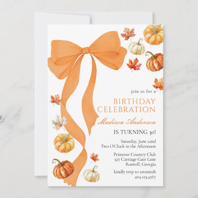 Convites Coquette Fall Birthday Invitation (Frente)