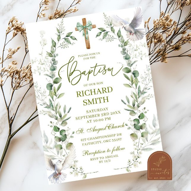 Convites Coquette Greenery Baptism (Criador carregado)
