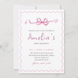 Convites Coquette Invitation for Birthday Girl Bow Party 