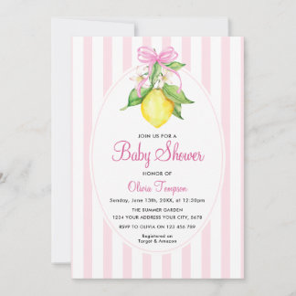 Convites Coquette Lemon Pink Baby Shower