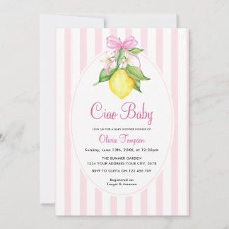 Convites Coquette Lemon Pink Ciao Baby Shower