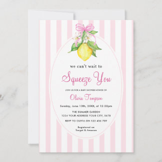 Convites Coquette Lemon Pink Squeeze You Baby Shower