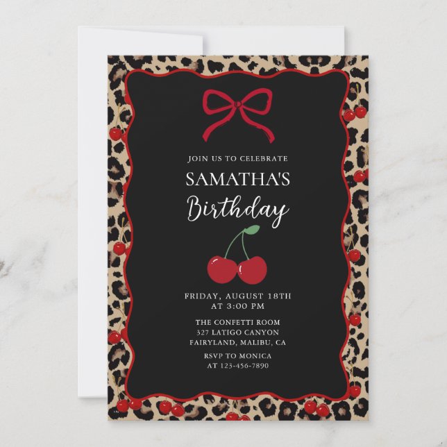 Convites Coquette Leopard Cheetah Girl Birthday Invitation (Frente)