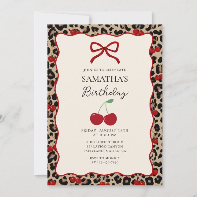 Convites Coquette Leopard Cheetah Girl Birthday Invitation (Frente)