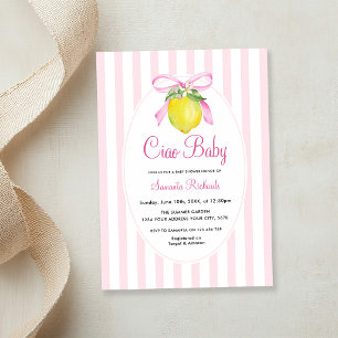 Convites Coquette Limão Rosa Ciao Baby Shower