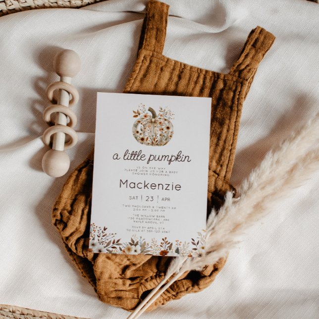 Convites Coquette Little Pumpkin Floral (Cozy in Bloom A Little Pumpkin Baby Shower invitation )