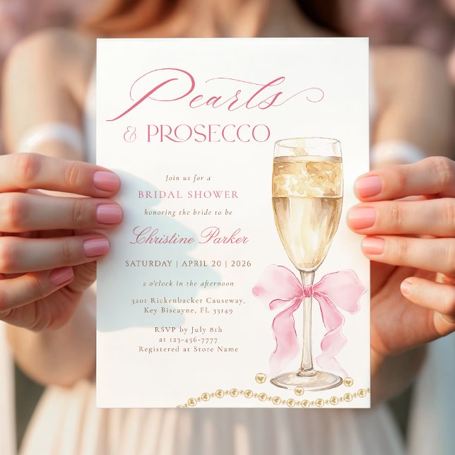 Convites Coquette Pearls and Prosecco Bridal Shower (Criador carregado)