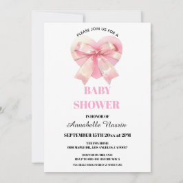 Convites Coquette Pink Bow Ribbon Girl Baby Shower