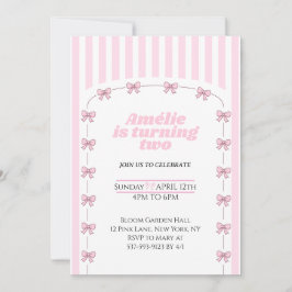 Convites Coquette Pink Bow Second Birthday Party