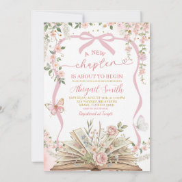 Convites Coquette pink bow storybook new chapter