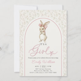 Convites Coquette Pink Bunny Girl Baby Shower Invitation