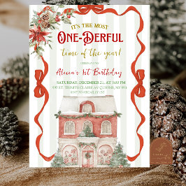 Convites Coquette Red Bow Christmas Sweet Shop 1st Birthday