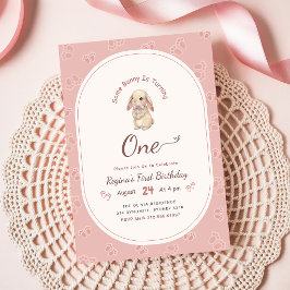 Convites Coquette Rosa Coelho Bonito Coelho 1º Aniversário
