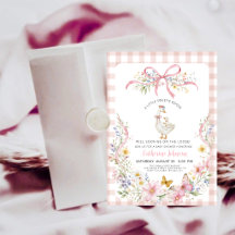 Coquette Rosa Xadrez de Ganso Bobo Chá de Bebê