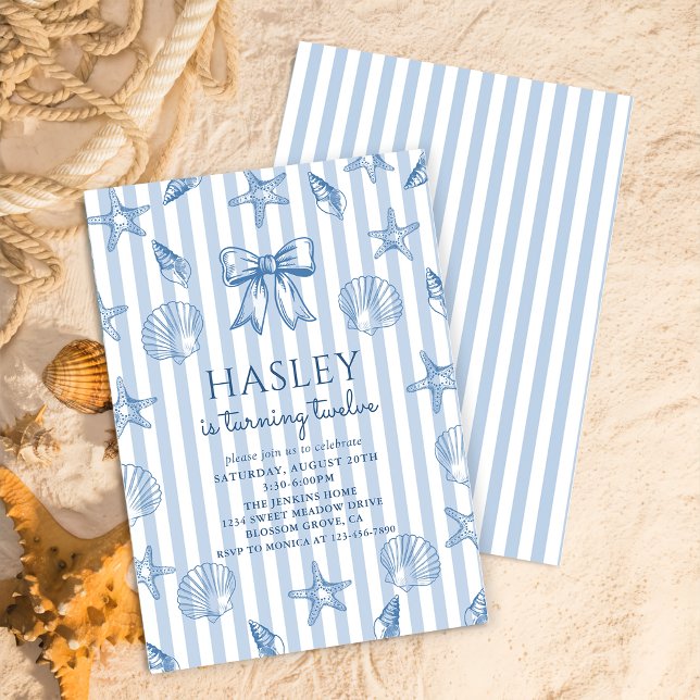 Convites Coquette Seashells Coastal Birthday Invitation (Criador carregado)