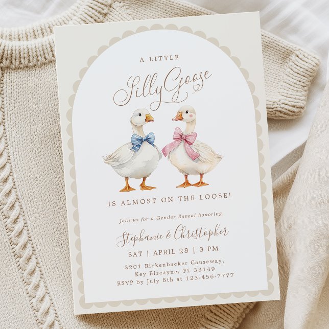 Convites Coquette Silly Goose Gender Reveal Invitation (Criador carregado)