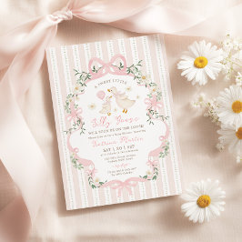 Convites Coquette Silly Goose Pink Bow Girl Baby Shower