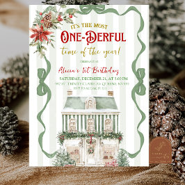 Convites Coquette Verde Oliva Natal Doce Primeiro Aniversár