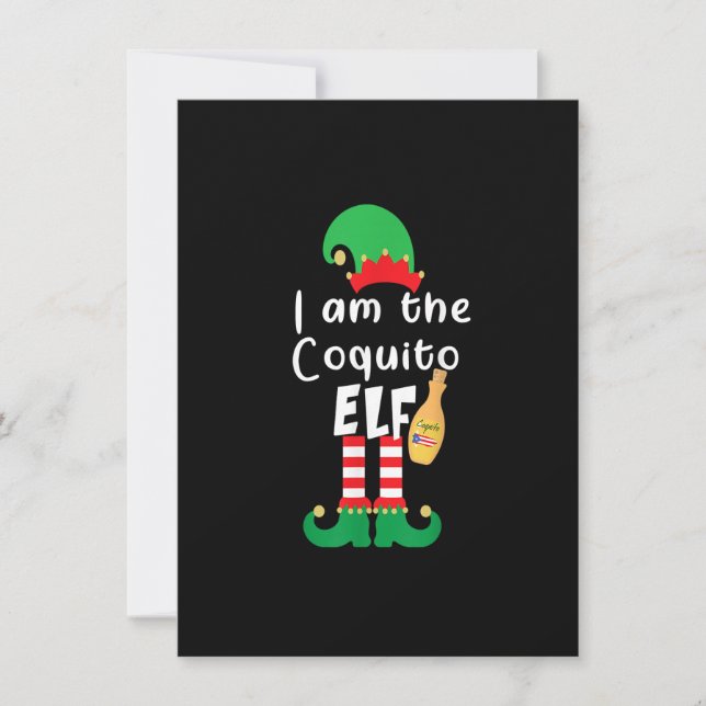 Convites Coquito ELF Engraçado Porto Rico Correspondendo Na (Frente)