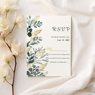 Convites Cor aquática botânica verde-ouro verde-verde-verde