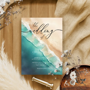 Convites Cor Azul de Praia do Oceano Moderno