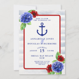 Convites Cor Azul Floral Azul Branco Casado Náutico