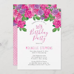 Convites Cor branca-rosa da água, cor floral 50ª Festa de a