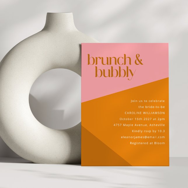 Convites Cor Bridal Shower Brunch de Bloco de Cor Laranja R (Criador carregado)