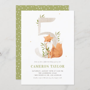 Convites Cor da Água Cura Fox Woodland Quinta Festa de aniv