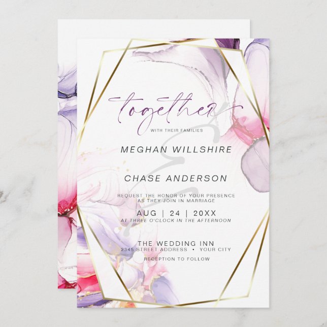 Convites Cor da Água do Álcool Lilídrico Rosa Crônica (Frente/Verso)