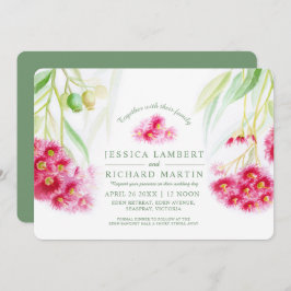 Convites Cor da água do noz do eucalipto rosa-vermelho