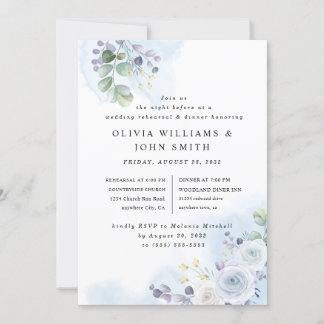 Convites Cor da Água Floral Azul Claro