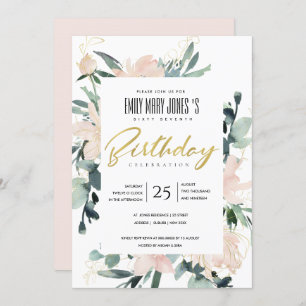 CONVITES COR DA ÁGUA FLORAL DE RUPTURA BRUTA QUALQUER ANIVE