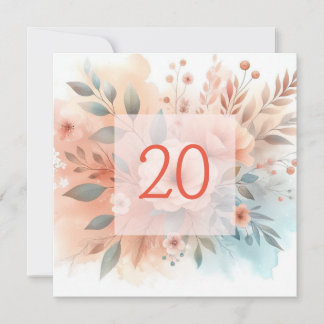 Convites Cor da água floral em cores pastosas moles