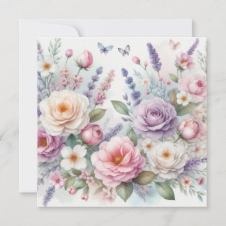Convites Cor da água floral em cores pastosas moles