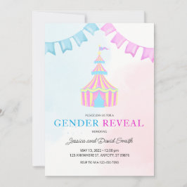 Convites Cor da Água Rosa e Azul Circo - Refeição do Gênero