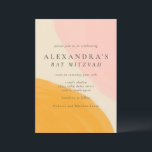 Convites Cor d'água Abstrato cor laranja rosa Bat Mitzvah<br><div class="desc">Convite para Bat Mitzvah,  cor-de-rosa e Abstrato laranja</div>