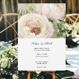 Convites Cor d'água do Buquê de Flor Branco Elegante